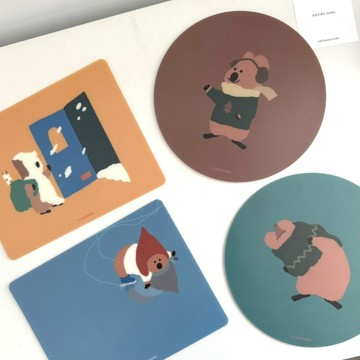 🇰🇷 韓國KKOBA 現貨 DINOTAENG 冬日系列 短尾袋鼠 圓形 滑鼠墊 Mouse Pad 韓國文創 韓國代購
