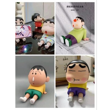 可擺件可支架跨境蠟筆小新動漫懶人手機支架手機座桌面擺件潮玩手辦模型公仔批