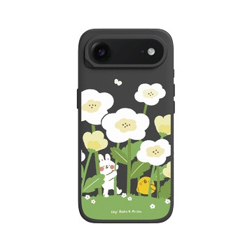 iPhone Air SolidX 黑 - 懶散兔與啾先生 Lazy Rabbit and Mr.Chu - 花叢間