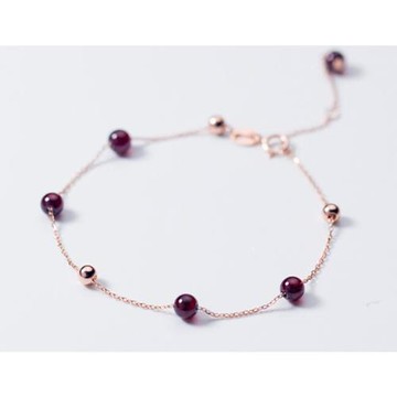 【Jpqueen】小清新紅石榴圓珠手鍊(2色可選)