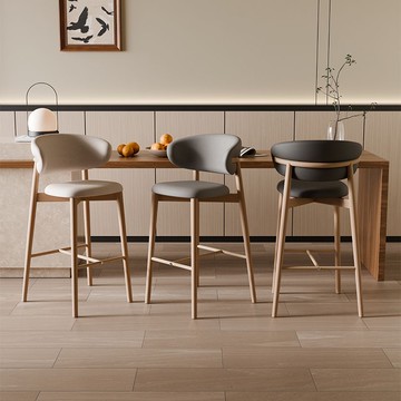 現代簡約高檔酒店家用島臺高腳凳中古風耐用吧椅北歐輕奢專用椅子 z8091