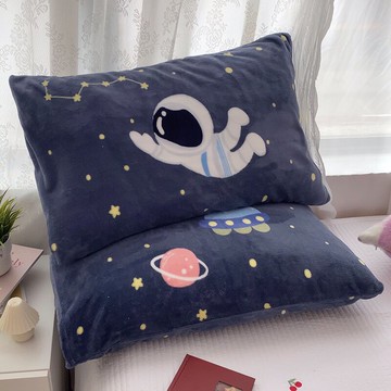 加厚牛奶絨枕套一對裝48x74cm珊瑚絨兒童枕頭套男枕芯內膽套單個