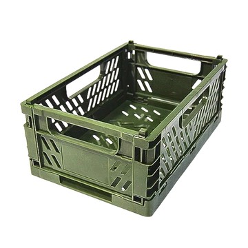 YAMADA 山田化學 折疊式收納疊籃3入組 495  22.3 x 14.8 x 9.3cm  黃褐綠  1組