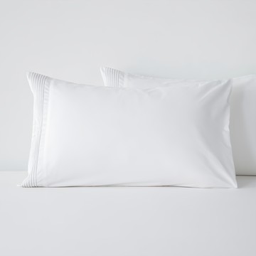 HOLA 和樂家居 打摺拼接500織埃及棉枕套  76 x 51 x 0.1cm  晨白  2個