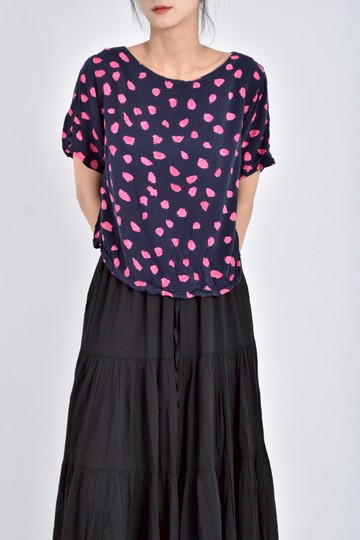 (M) h m點點深藍色短袖上衣