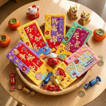 2026馬年5D平面毛絨刺繡風格可愛卡通新年紅包過年春節兒童利是封