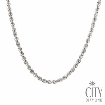【City Diamond 引雅】18K 日本 22吋 麻繩設計 白K金 項鍊 (東京Yuki表參道系列)