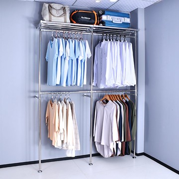 免運 可開票 砌墻衣櫃金屬衣架家用簡易壁掛雙層上墻置物架衣帽間掛衣架可定制 工廠直銷 快速發貨