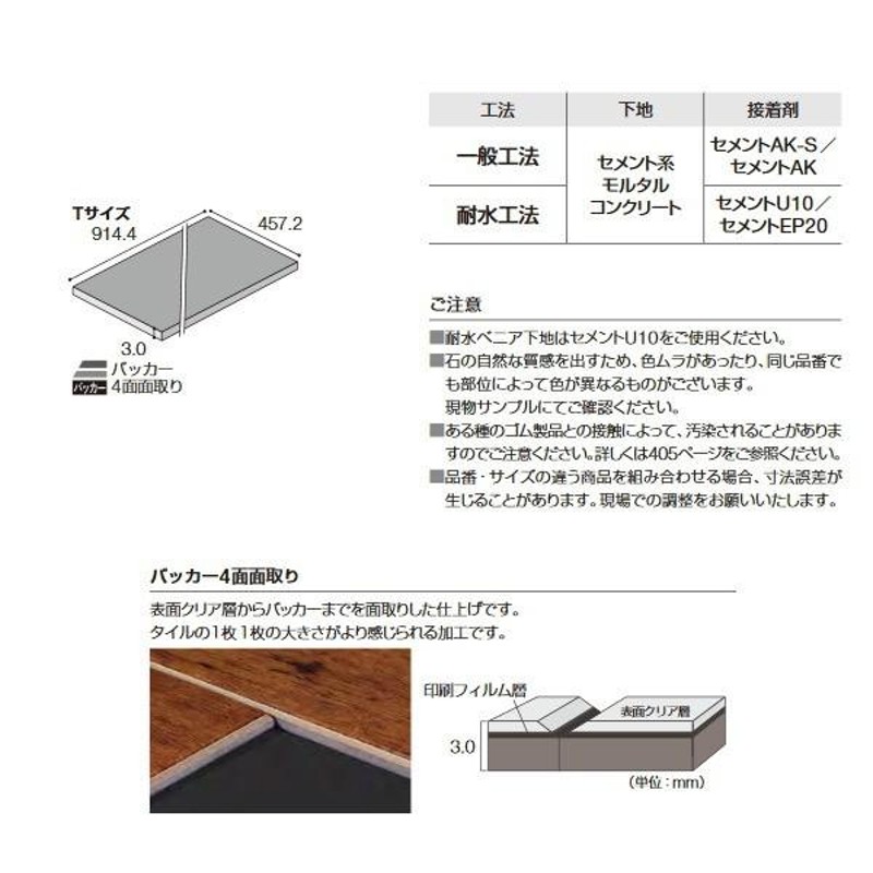 タジマ 複層ビニル床タイル マティルロッソ（Tサイズ） 3mm厚 457.2mm