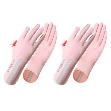 咪咪購物冰絲防曬露指手套 涼感透氣觸控手套 機車騎行防曬必備  2雙  粉色  均碼(女款)