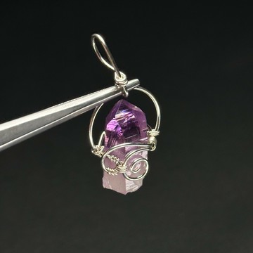 圖桑帶回 | 墨西哥 Vera Cruz 維拉克魯茲 紫水晶簇  紫水晶 天然水晶項鍊 史達林純銀 美國藝術家Scott手工製作 T240305-127