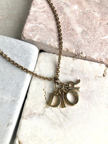 【 日本直送 名牌中古包 】Christian Dior 克裡斯汀‧迪奧 項鍊 金色 Logo vintage 古董 zynbbp