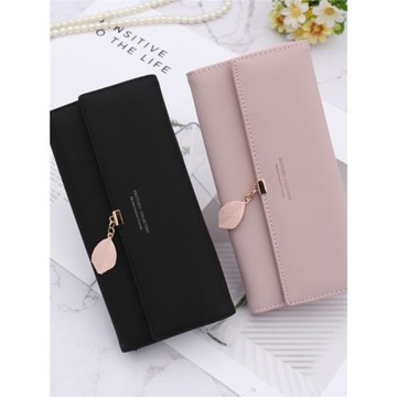 卡包錢包一體2025新款小清新簡約皮夾長款女士折疊多功能手拿錢夾