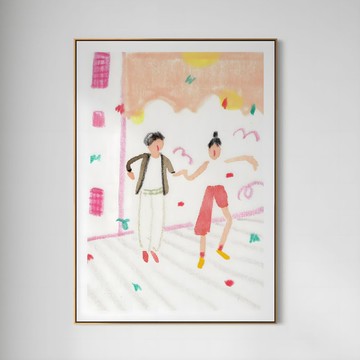 木棧板上跳舞 - 插畫裝飾畫