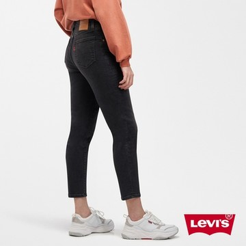 Levis 女款 上寬下窄 高腰修身窄管牛仔長褲 / 黑灰水洗 / 及踝款 彈性布料