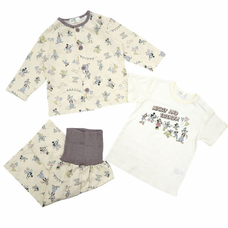 Babies R Us ベビーザらス限定 ディズニー 長袖前開きパジャマ 半袖tシャツ 腹巻付き レトロミッキー 通販 Lineポイント最大get Lineショッピング