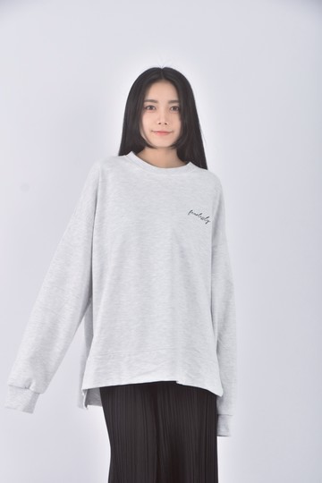 加購優惠(F) runway韓牌質感字母灰色長袖上衣
