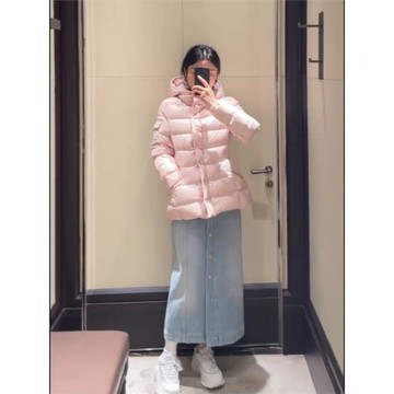 2024冬季新款羽絨服女士收腰顯瘦加厚連帽蒙M家短款粉色修身外套