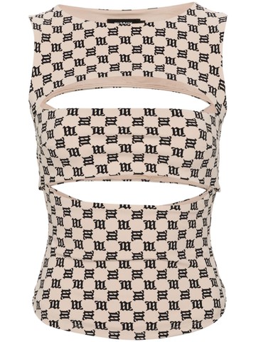 MISBHV - monogram-pattern tank top - women - Elastane/Polyamide/Polyester/Elastane - S - Neutrals