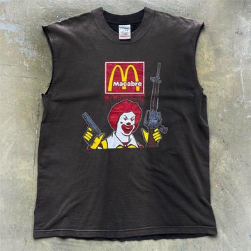 只做好物！萬千美式集合店！骷髏樂團流行樂隊小眾90年代砍袖背心