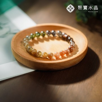 【漸層四季幽靈手鍊】黃水晶 紫水晶 白水晶 鈦晶 金草莓 藍線石 碧璽 多寶 水晶直播 聚寶水晶