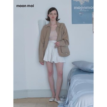 Moonmoi| 梵塔大道 定紡天絲棉小翻領寬松外套寬松夾克