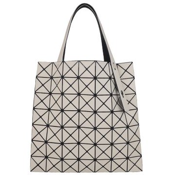 ISSEY MIYAKE 三宅一生 BAOBAO 淺米色皮質三角格7x7肩背/手提包
