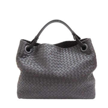 【二手名牌BRAND OFF】BOTTEGA VENETA  寶緹嘉 棕色 編織羊皮 手提包