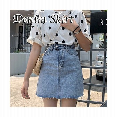 ミニスカート レディース シンプル 男ウケ デニムスカート カットオフ 春夏 カジュアル ブルー 通販 Lineポイント最大get Lineショッピング