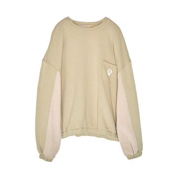 5th STREET｜山形｜女裝｜寬版拼接設計長袖T恤｜卡其