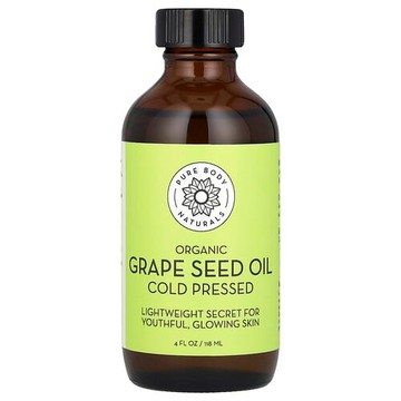 Pure Body Naturals, 有機葡萄籽油，4 液量盎司（118 毫升）