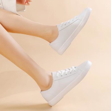 遠步四季皮面小白鞋超纖透氣休閑鞋韓版百搭系帶平底鞋情侶鞋5936