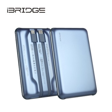 iBRIDGE 10000mAh 超輕薄帶線行動電源-星空藍