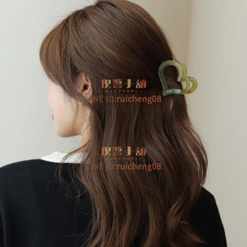 簡約秋季果凍色系心形盤發發抓發夾女韓版半扎中號抓夾后腦勺【倪醬小鋪】