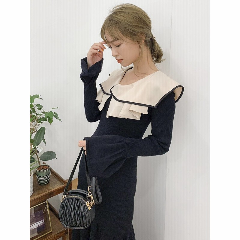 無料 新品 dazlin レイヤードパイピングニットワンピース 