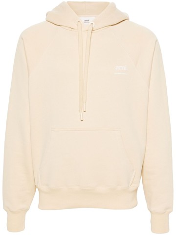 AMI Paris - logo-print cotton hoodie - unisex - Spandex/Elastane/Organic Cotton - L - Yellow