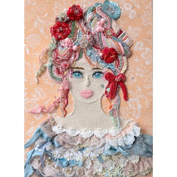 夢幻色彩的閃亮串珠刺繡藝術　作品名【過可愛的生活】　獨一無二