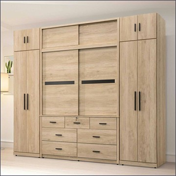 9x8尺組合衣櫃衣櫥+被櫃(2尺+5尺+2尺) 滑門衣櫥 推門衣櫥 開門衣櫥 收納衣櫃 儲物衣帽間【275B1252】Leader傢居館275-07-2+07-2Ax2+07-1+07-1A+07-3