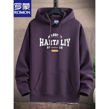 羅蒙棉衛衣男加絨厚款寬松國潮百搭休閑抗皺學生印花青少年連帽衫