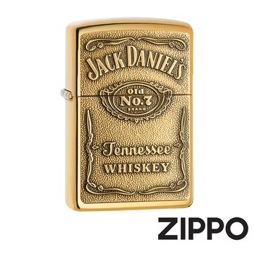 ZIPPO 傑克丹尼聯名款-經典徽章(金)防風打火機 美國設計 官方正版 送禮 客製化 終身保固 254BJD.428