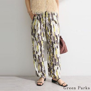 〈Green Parks〉色塊彩繪印花鬆緊抽繩休閒褲