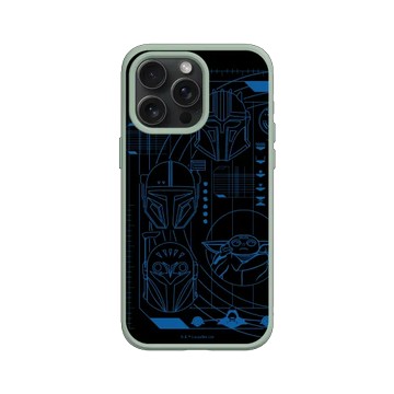 iPhone 15 Pro Max SolidSuit 鼠尾草綠 - 迪士尼-星際大戰 Star Wars - 曼達洛人-線稿風格