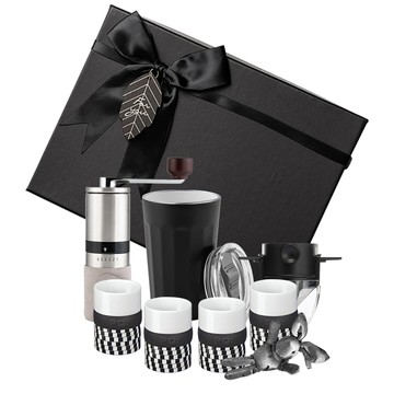 【官網獨家】PO: 丹麥手沖咖啡四件禮盒組(棱角保溫杯460ml-共3色/折疊濾網/咖啡磨2.0/濃縮咖啡四件組-馬賽克款)