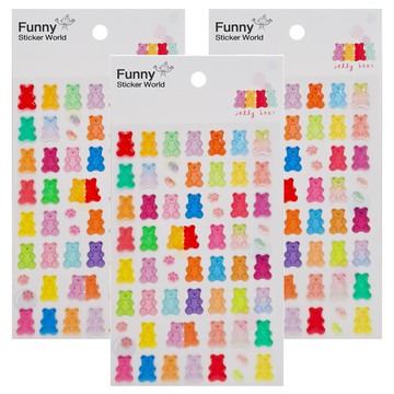 FUNNY STICKER 浮凸貼紙 - 小熊軟糖造型  多色  1組