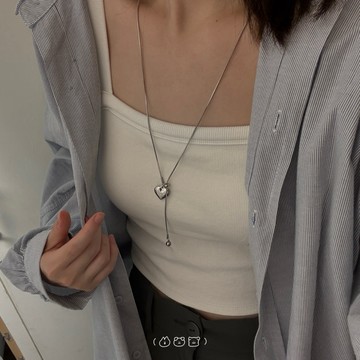 現貨｜《店主推薦》愛心吊墜不鏽鋼抽拉式長鍊 (Puppeee) Y字項鍊 不怕水不掉色 B070