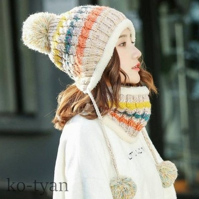 ニット帽 ニットキャップ 帽子 冬 レディース フェイクファー 耳あて ニット 耳付きキャップ 厚手 裏起毛 ポンポン 防寒 可愛い 小顔効果 人気 通販 Lineポイント最大get Lineショッピング