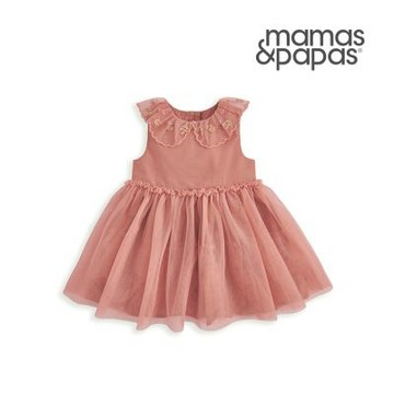 Mamas&Papas 藕粉紗衿-無袖洋裝
