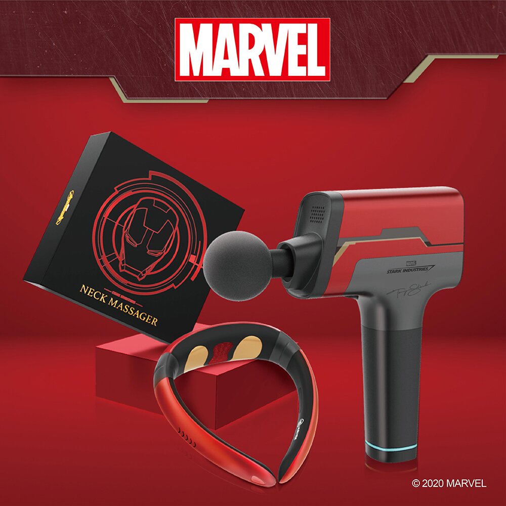 Marvel 漫威 鋼鐵人極速震動按摩槍+uNeck頸部按摩儀