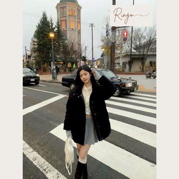 Ringo韓國代購 ｜精緻絨面內抽繩鴨絨外套 冬季外套 韓國歐膩穿搭