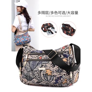 2024新款中老年媽媽包印花斜挎小布包老人包帆布女包防水牛津布包